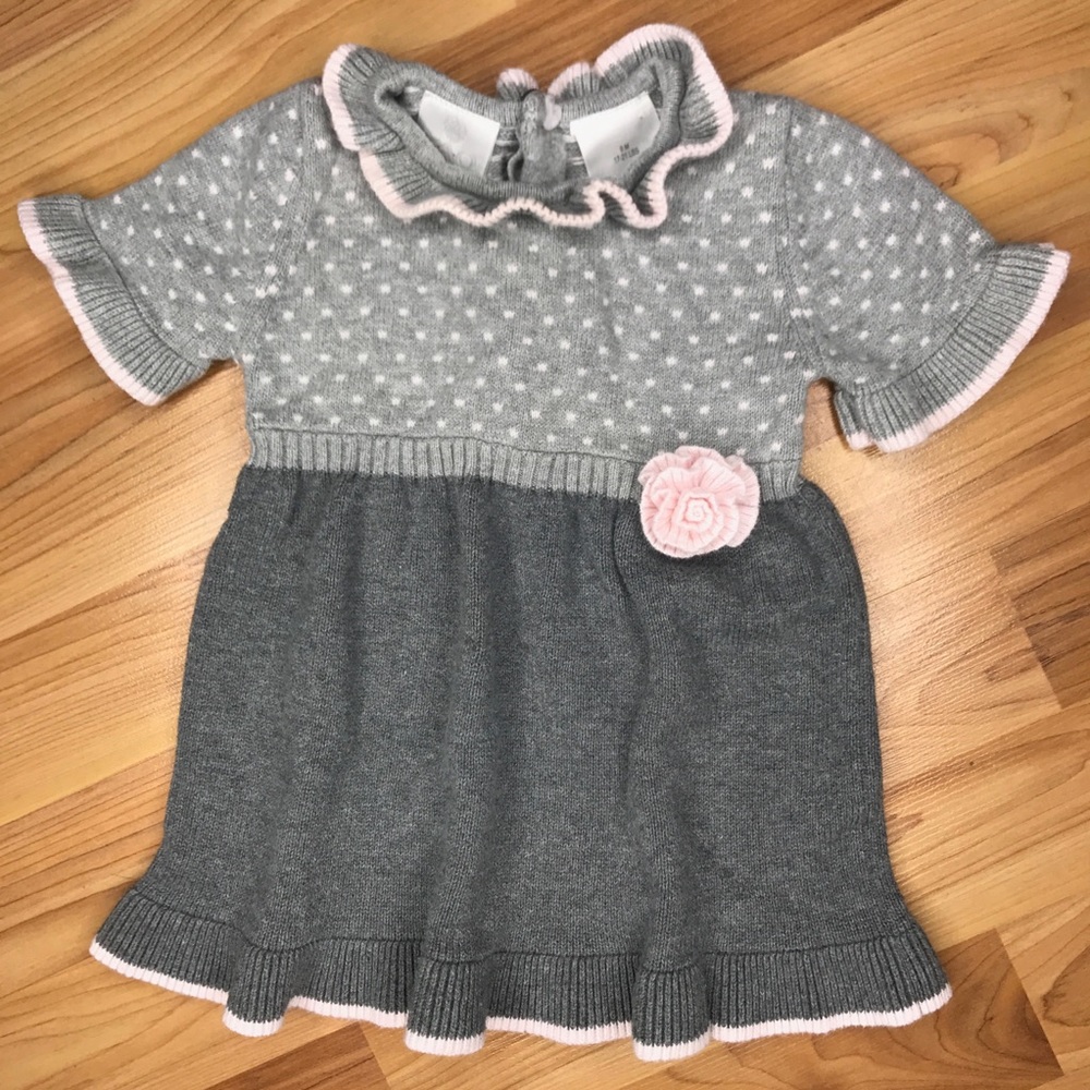 Gray & Pink Short Sleeve sweater Dress